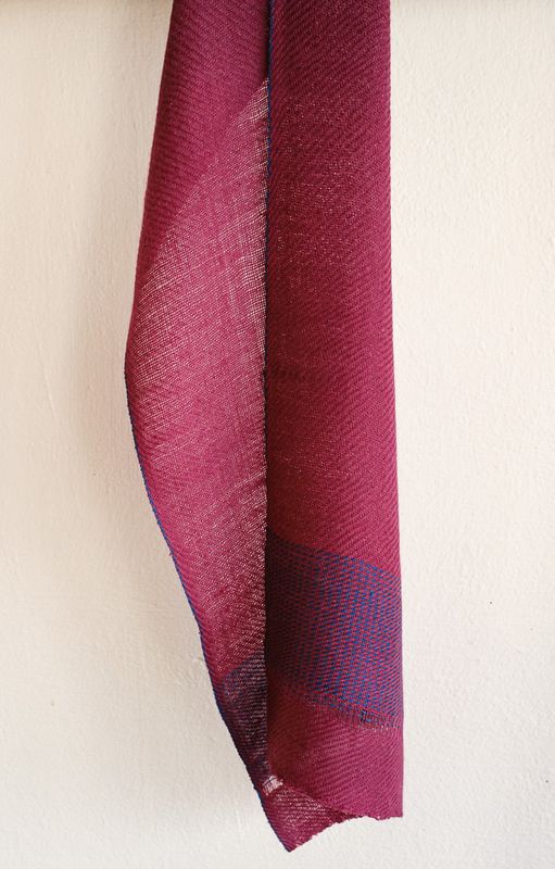 Handwoven Pashmina Scarf-Blue and Purple With Natural Dyes Indigo and Shellac