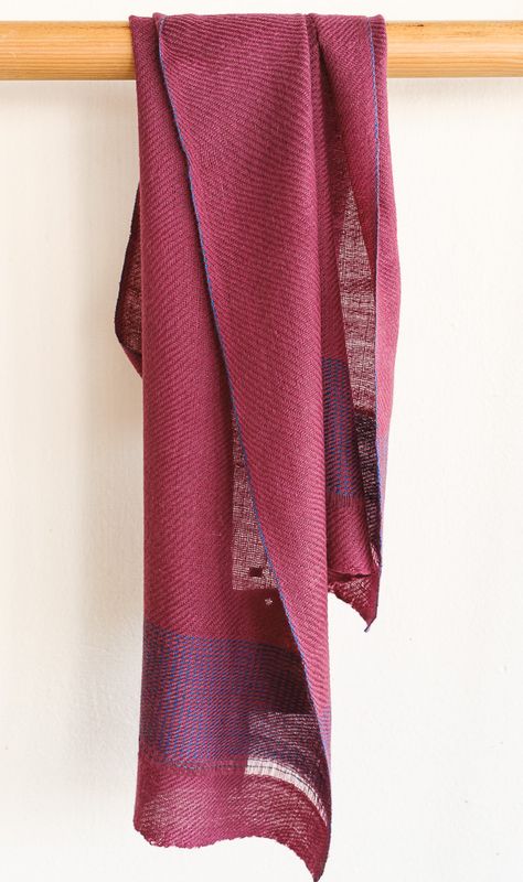 Handwoven Pashmina Scarf-Blue and Purple With Natural Dyes Indigo and Shellac