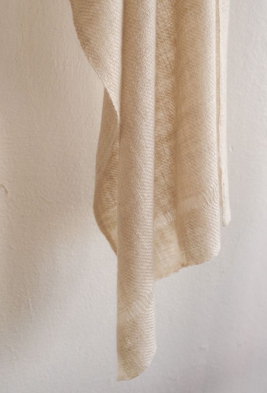 Small Handwoven Pashmina Stole-Handspun  Yarn on a Charkha Natural Colour Undyed