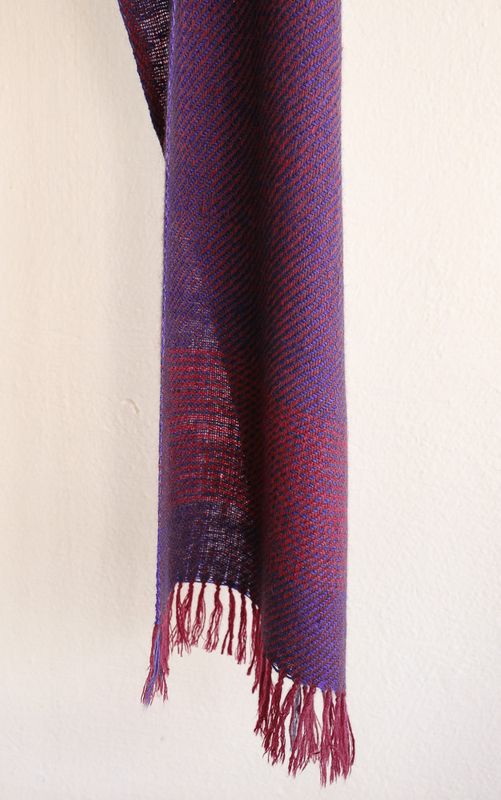 Handwoven Pashmina Scarf-Handspun  Yarn Colour Blue and Purple From Natural Dyes Sappanwood and Indigo