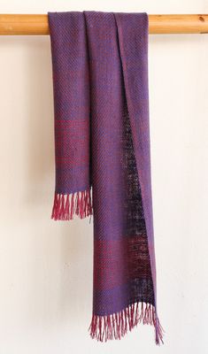 Handwoven Pashmina Scarf-Handspun  Yarn Colour Blue and Purple From Natural Dyes Sappanwood and Indigo