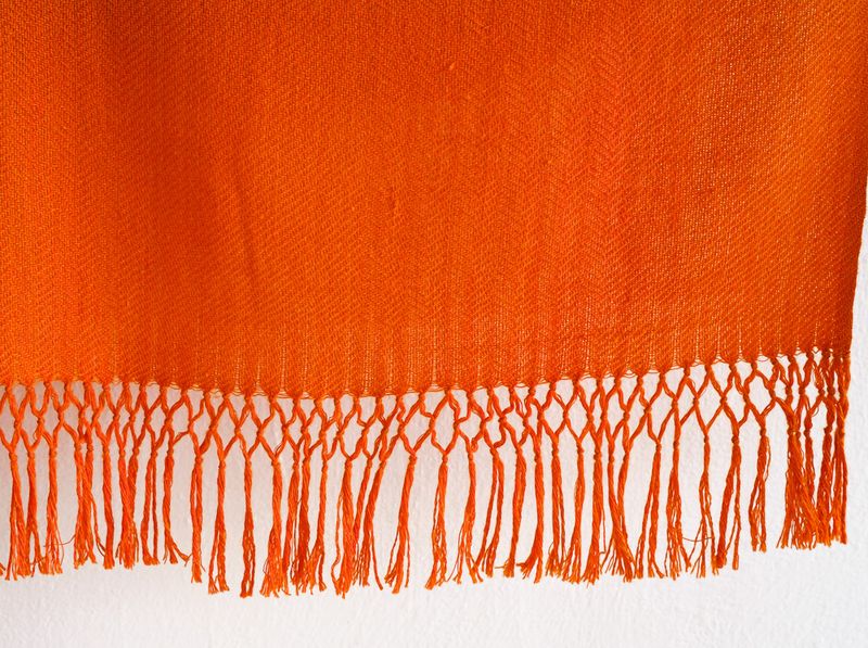 Woolen Stole For Women Coloured Orange With Natural Dyes
