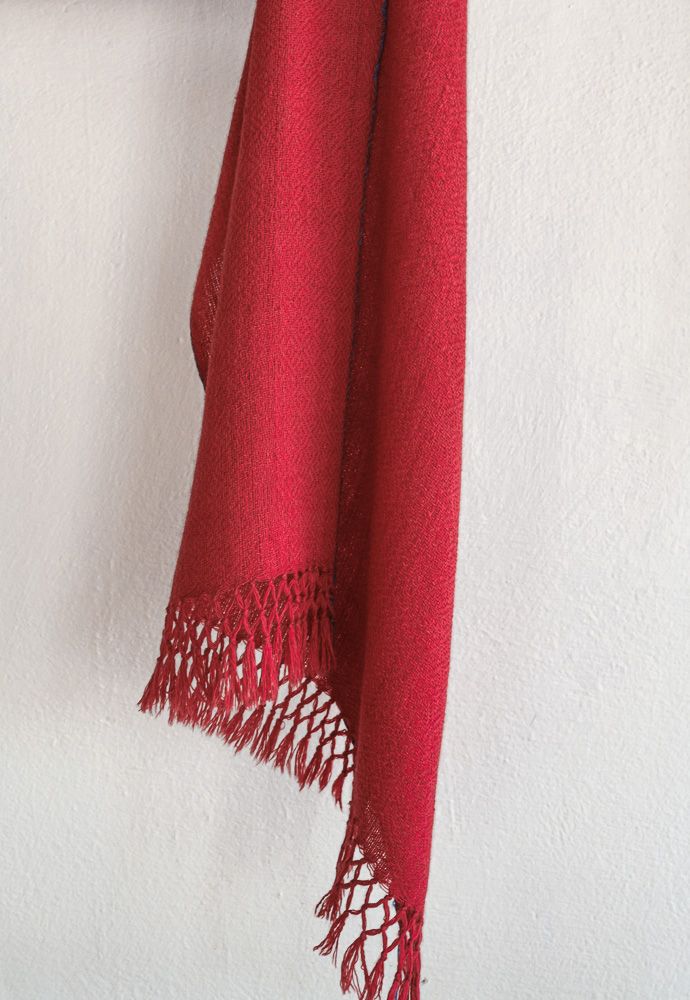 Small Woollen Stole Coloured Red With Natural Dyes Madder