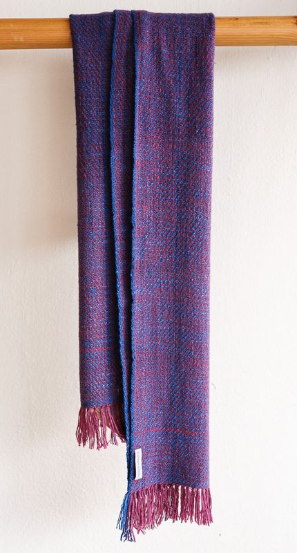 Handmade Wool Scarf Dyed With Natural Dyes Indigo and Shellac