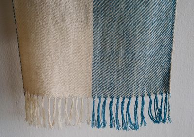 Handwoven Woolen Scarf Dyed With Tea and Indigo