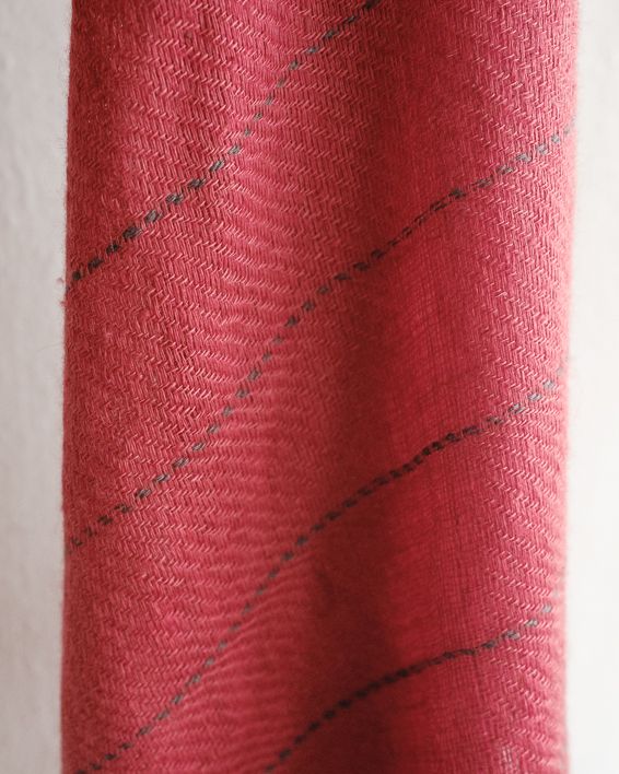 Small Pashmina Stole Handwoven-Dyed Pink and Grey With Harada and Madder
