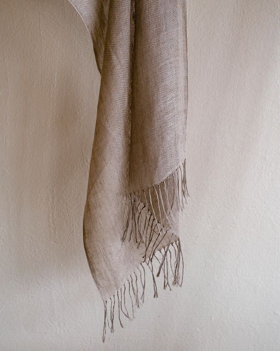 Hand-Spun Linen Stole dyed with Natural Dyes, Harada and Tea