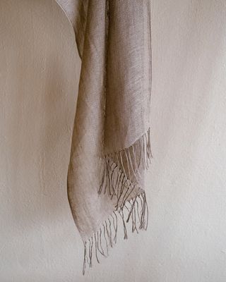 Hand-Spun Linen Stole dyed with Natural Dyes, Harada and Tea