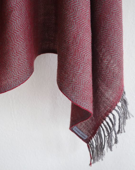 Woolen Shawl for Women with Herringbone Weave