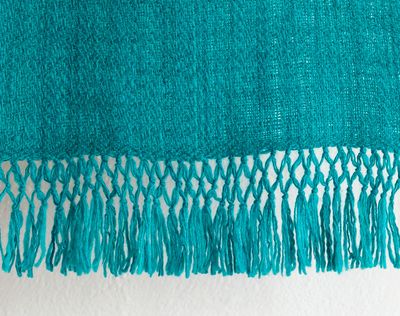 Woolen Scarf Made With Handspun Wool and Dyed With Harada, Indigo and Tesu Flowers