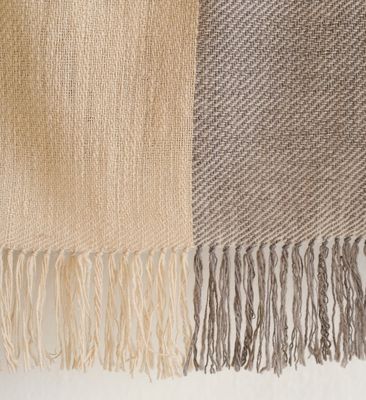 Large Woolen Shawl made with Hand-spun Wool, dyed with Harada and Tea