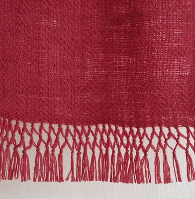 Small Woollen Scarf Made With Handspun Wool and Dyed Red With Madder