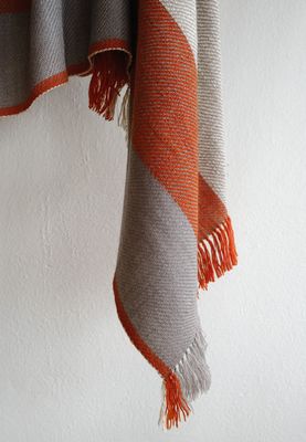 Woolen Shawl Woven With Hand-Spun Wool and dyed with Tesu Flowers, Harada and Tea
