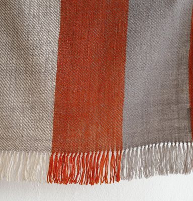 Woolen Shawl Woven With Hand-Spun Wool and dyed with Tesu Flowers, Harada and Tea