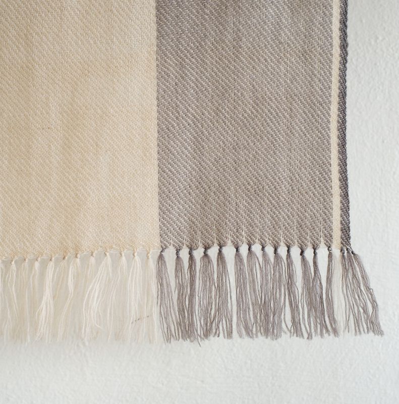 Hand-woven woollen Stole Coloured With Natural Dyes, Tea and Harada