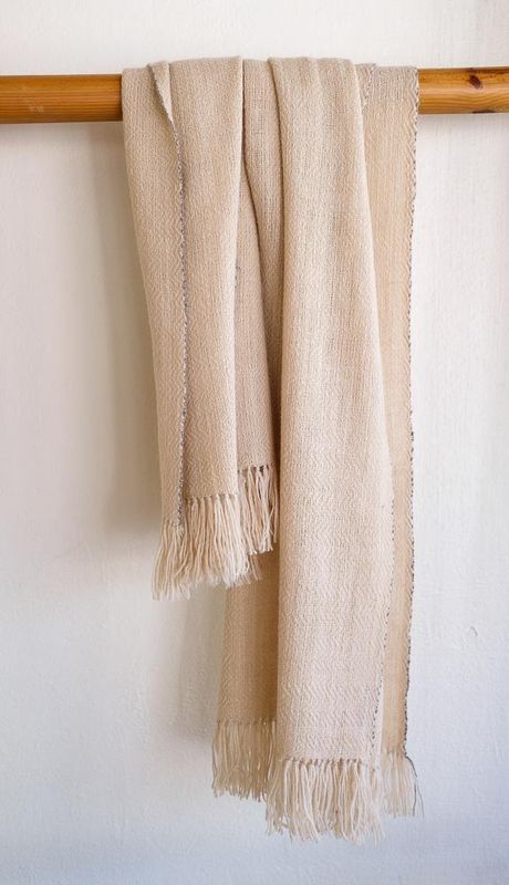 Stole Made With Undyed Handspun Wool