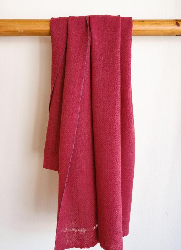 Hand-woven Woolen Stole Coloured With Natural Dye Madder