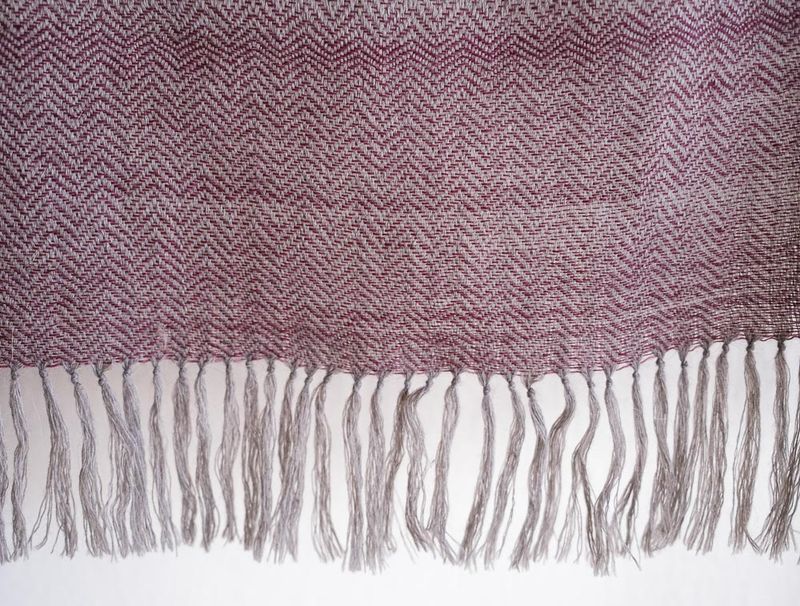 Hand-woven Alpaca Wool Shawl-Grey and Purple Natural Dyes Shellac and Harada