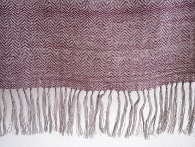 Hand-woven Alpaca Wool Shawl-Grey and Purple Natural Dyes Shellac and Harada