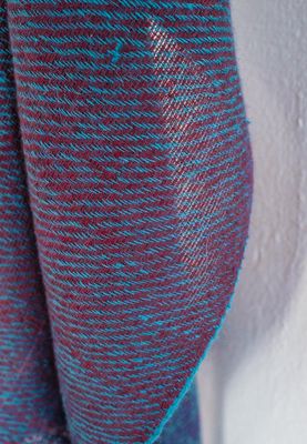 Small Handwoven Pashmina Stole- Hand-Spun Tuquiose and Purple Natural Dyes Shellac Indigo and Harada
