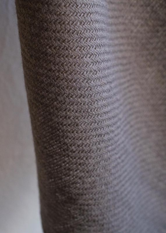 Grey and Beige Woolen Shawl for Women with Jali Tassels