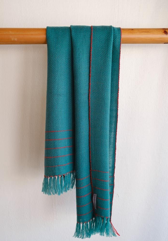 Woollen Scarf Made Dyed With Indigo, Tesu Flowers and Madder