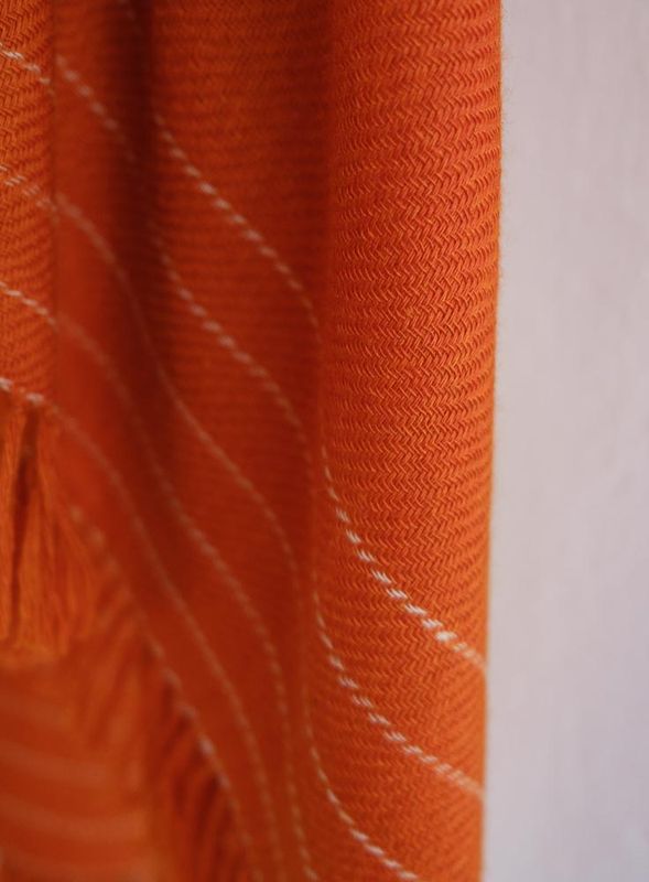 Hand-woven Woollen Stole Coloured With Tesu Flowers and Tea