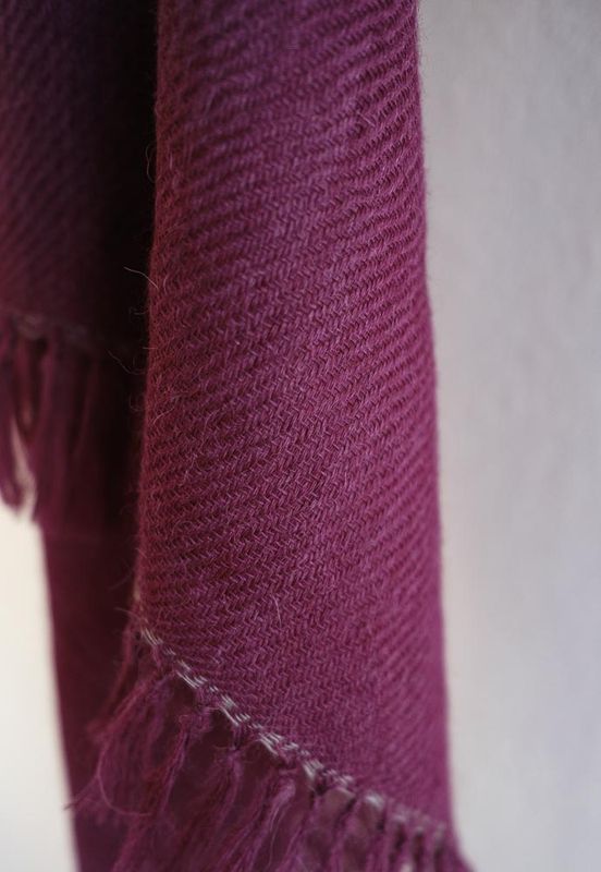 Small Alpaca Handwoven Wool Stole-Purple Natural Dyes Shellac and Indigo