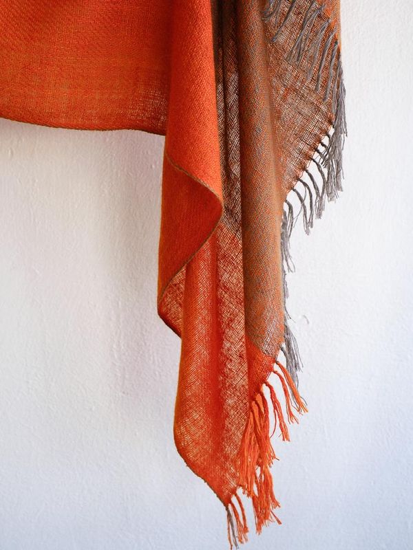 Handspun Pashmina Shawl Coloured With Natural Dye Harada and Tesu Flowers