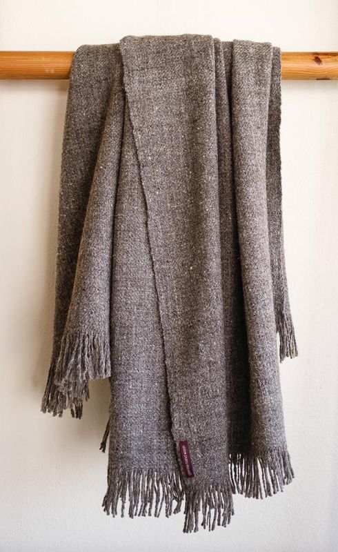 Large Light Grey Shawl / Throw Made With Himalayan Wool (Plain)