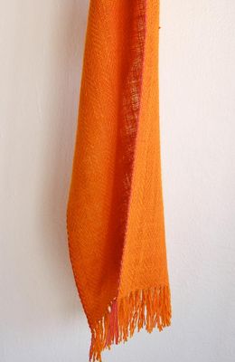 Hanwoven Scarf Made With Handspun Wool Orange Colour from  Tesu Flowers