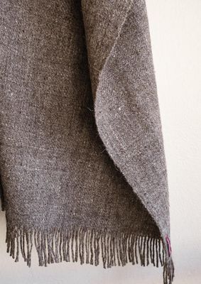 Large Dark Grey Shawl / Throw Made With Himalayan Wool (Plain)