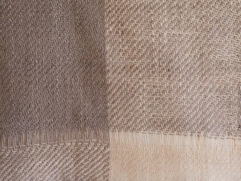 Handwoven Wool Scarf  Made With Handspun Yarn Tea and Grey Shades From Natural Dyes Tea and harada