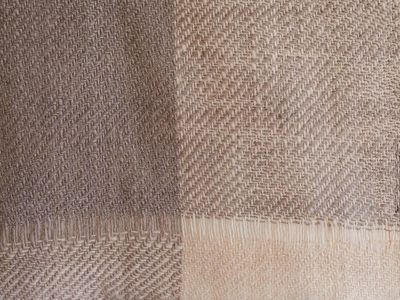 Handwoven Wool Scarf  Made With Handspun Yarn Tea and Grey Shades From Natural Dyes Tea and harada