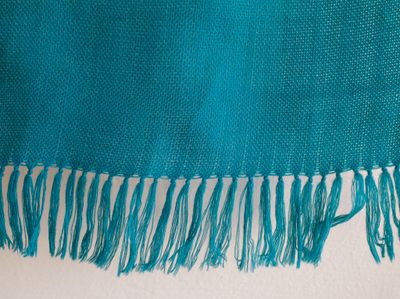 Handwoven Woolen Scarf, Tusquoise Colour From Natural Dyes Indigo and Tesu Flowers
