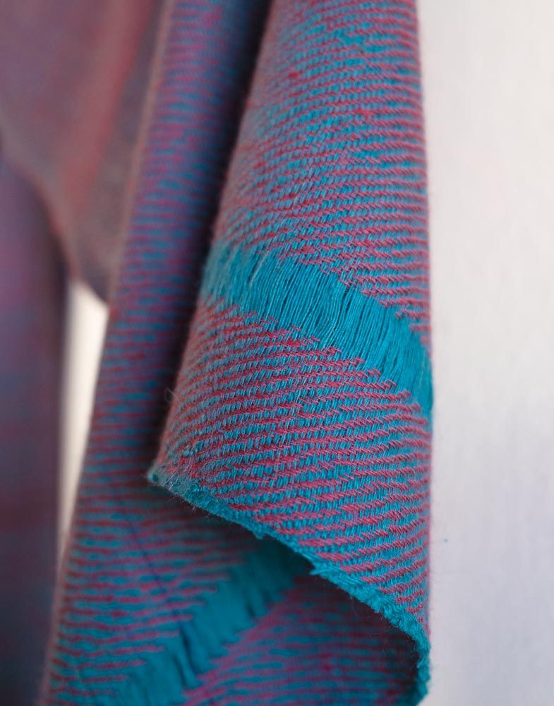 Small Pashmina Stole for Women Coloured with Natural Dyes Indigo, Shellac and Tesu Flowers