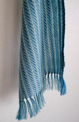 Small Woolen Scarf Coloured with Natural Dyes, Indigo and Tesu Flowers