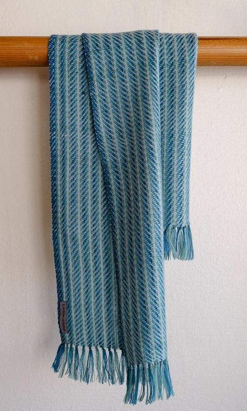 Small Woolen Scarf Coloured with Natural Dyes, Indigo and Tesu Flowers