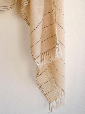 Small Pashmina Stole Handwoven HandSpun-Beige and GreyNnatural Dyes Tea and Harada