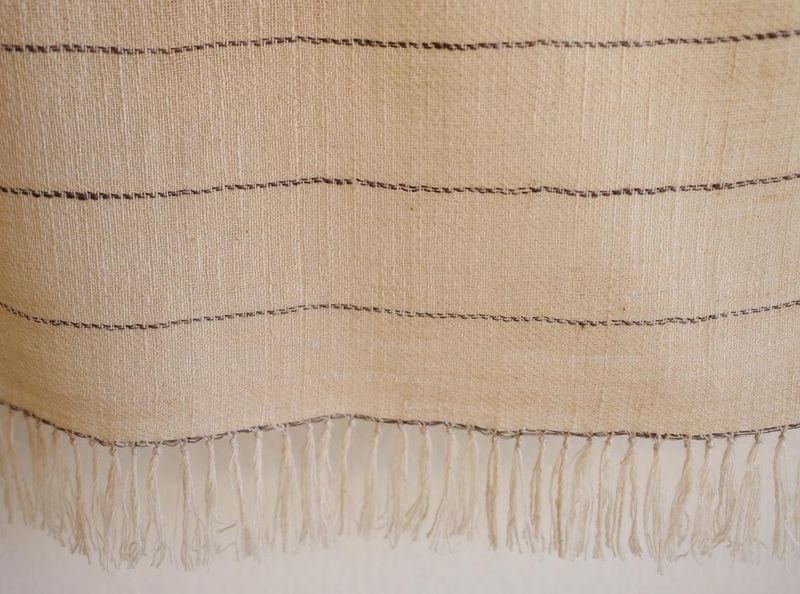 Small Pashmina Stole Handwoven HandSpun-Beige and GreyNnatural Dyes Tea and Harada