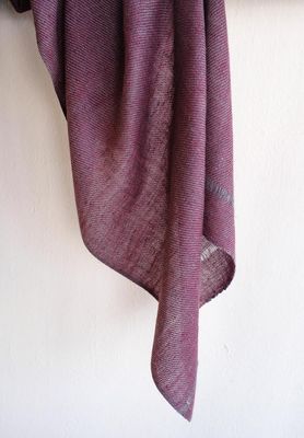 Small Handwoven Pashmina Stole- Handspun Yarn Purple and Grey Natural Dyes Shellac and Harada