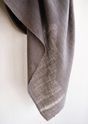 Handwoven Pure Pashmina Shawl- Certified, Handspun Yarn Coloured Grey With Natural Dye Harada