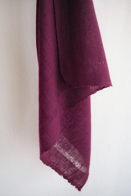 Pashmina Stole Handwoven-Handspun Yarn Coloured Purple With Natural Dye Shellac
