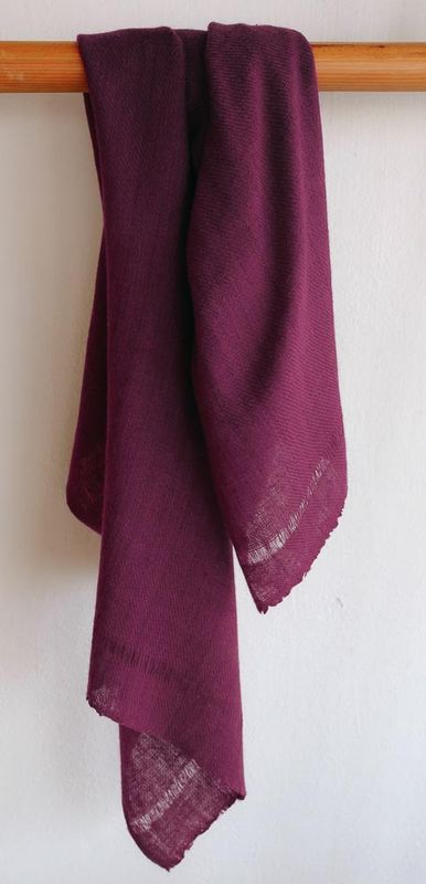 Pashmina Stole Handwoven-Handspun Yarn Coloured Purple With Natural Dye Shellac