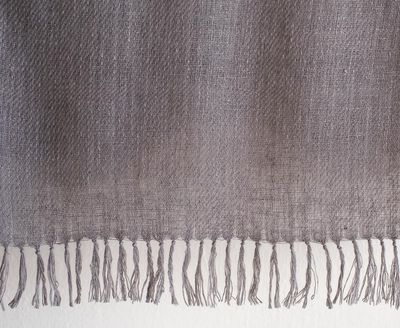 Handwoven Pure Pashmina Shawl- Certified, Coloured Grey With Natural Dye Harada Tassels