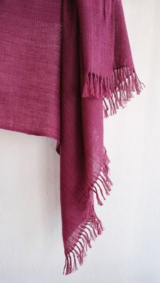 Handwoven Pure Pashmina Shawl- Certified, Coloured Purple With Natural Dye Shellac