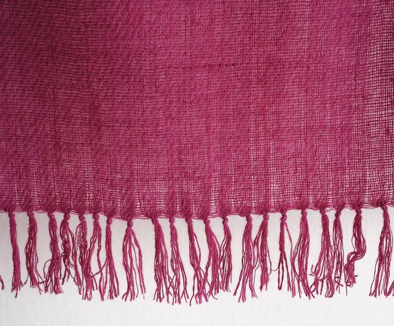 Handwoven Pure Pashmina Shawl- Certified, Coloured Purple With Natural Dye Shellac