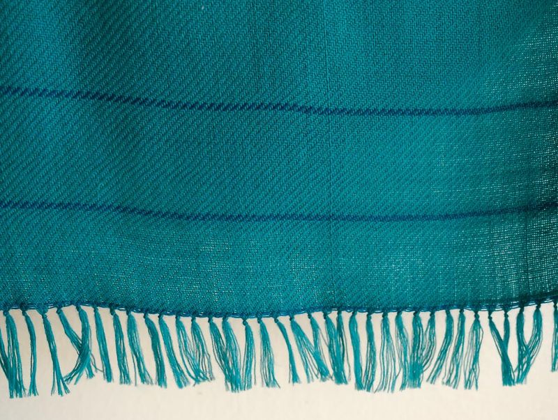 Hand-woven Woolen Stole Coloured With Indigo and Tesu Flowers
