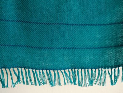 Hand-woven Woolen Stole Coloured With Indigo and Tesu Flowers