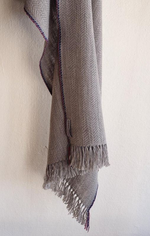 Small  Stole Made of Wool Handspun in the Himalayas
